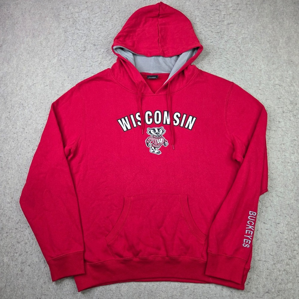 Wisconsin Badgers Colosseum Hoodie Womens 2XL Red Pullover Drawstring NCAA READ